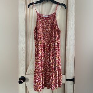 Third + Malt Red Floral Halter Spaghetti Strap Spring/Summer Dress Large